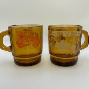 Anchor Hocking Fire King amber mugs